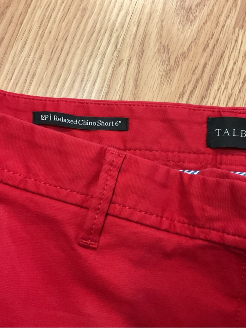 Talbots Red Cotton Chino Shorts with Striped Cuff Sz.12P 36x6 - Picture 3 of 6
